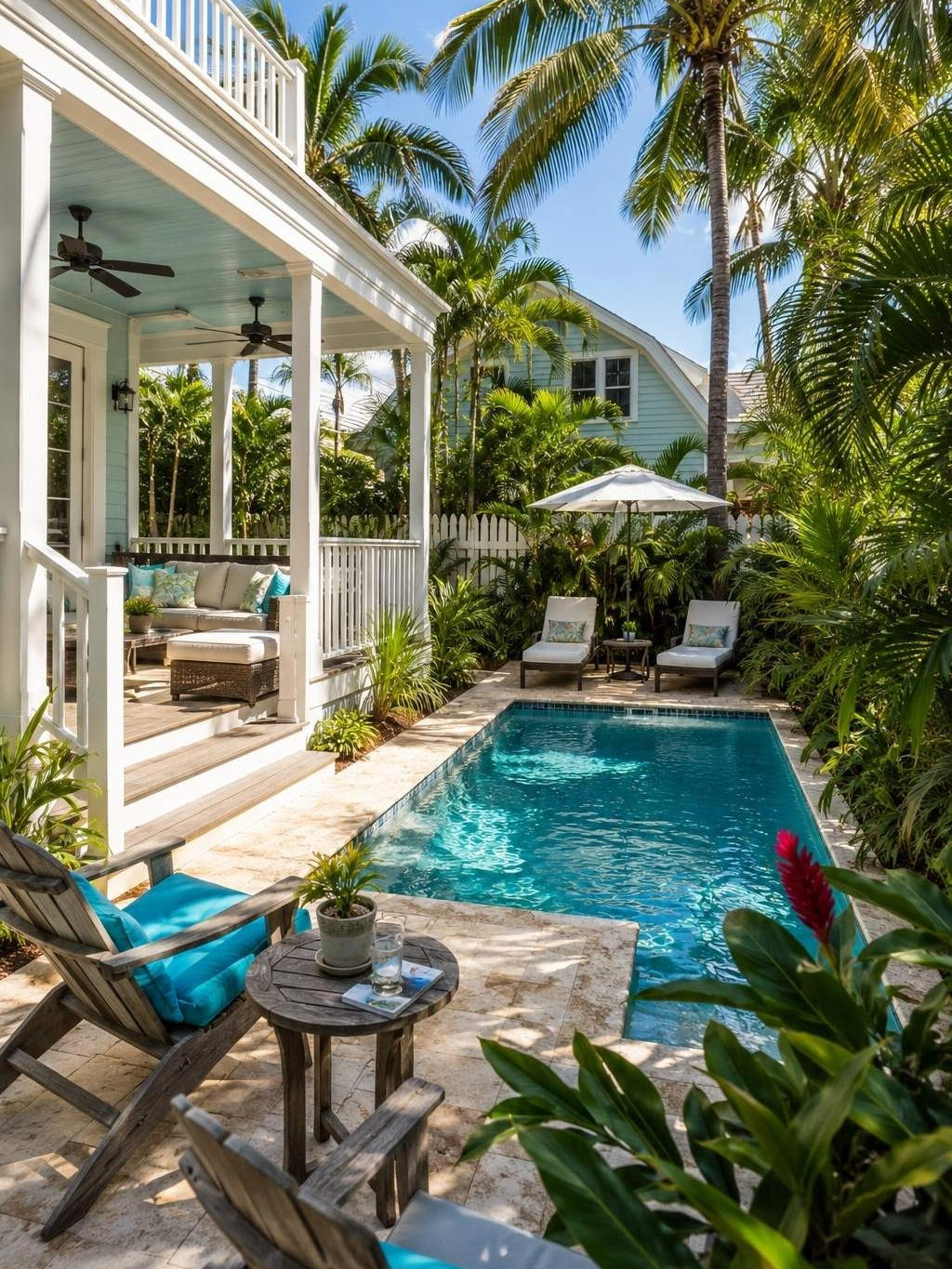 Outdoor living area at a Key West vacation rental